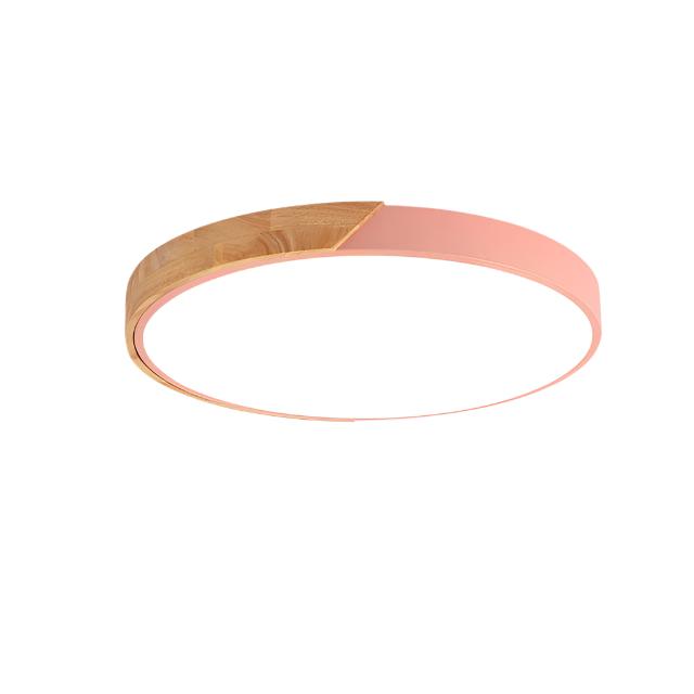 Minimalistische ronde LED plafondlamp met houten decor - modern ontwerp, dimbaar