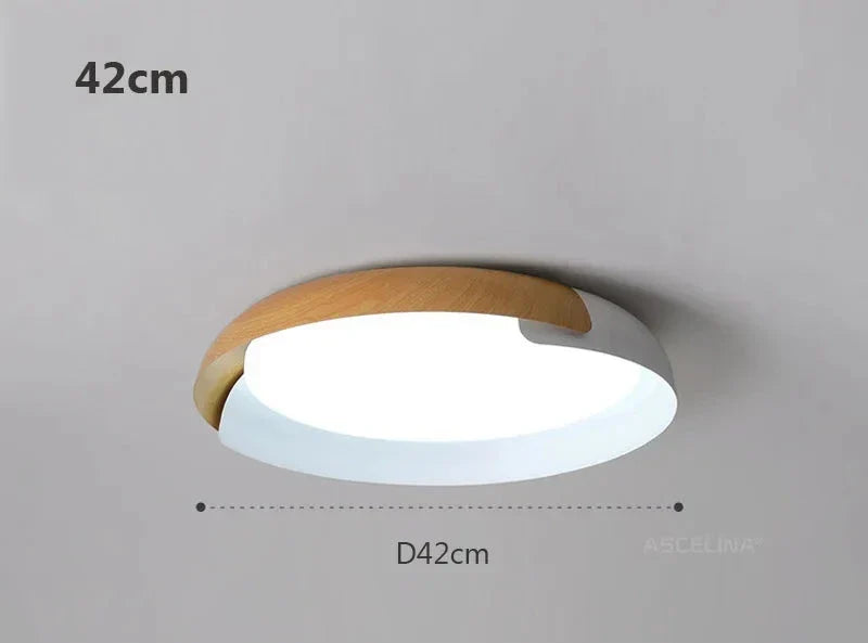 Moderne plafondlamp met houtlook – Stijlvolle LED-verlichting voor de woonkamer