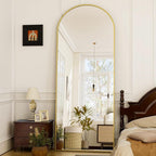 Avosian | Elegante Gebogen Volledige Hoogte Gouden Spiegel met Hoogdefinitie Aluminium Frame