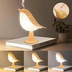 Touch-Control Houten Vogel Nachtlamp - Oplaadbare LED Bedlamp