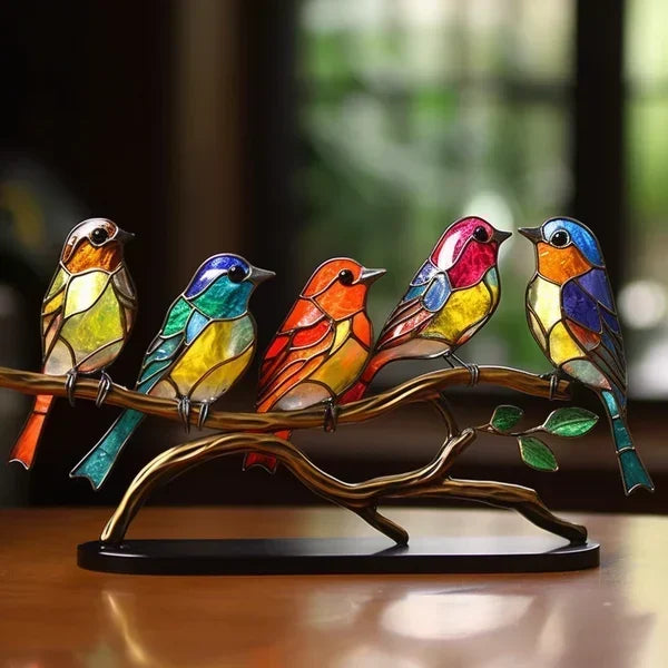 LuxeHome - AvianElegance Vogels gemaakt van gekleurd glas voor een verfijnde interieurontwerp