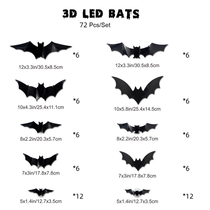 3D Vleermuis LED Wanddecoratie — Maak uw huis tot het engste Halloween-podium met levensechte vliegillusies!