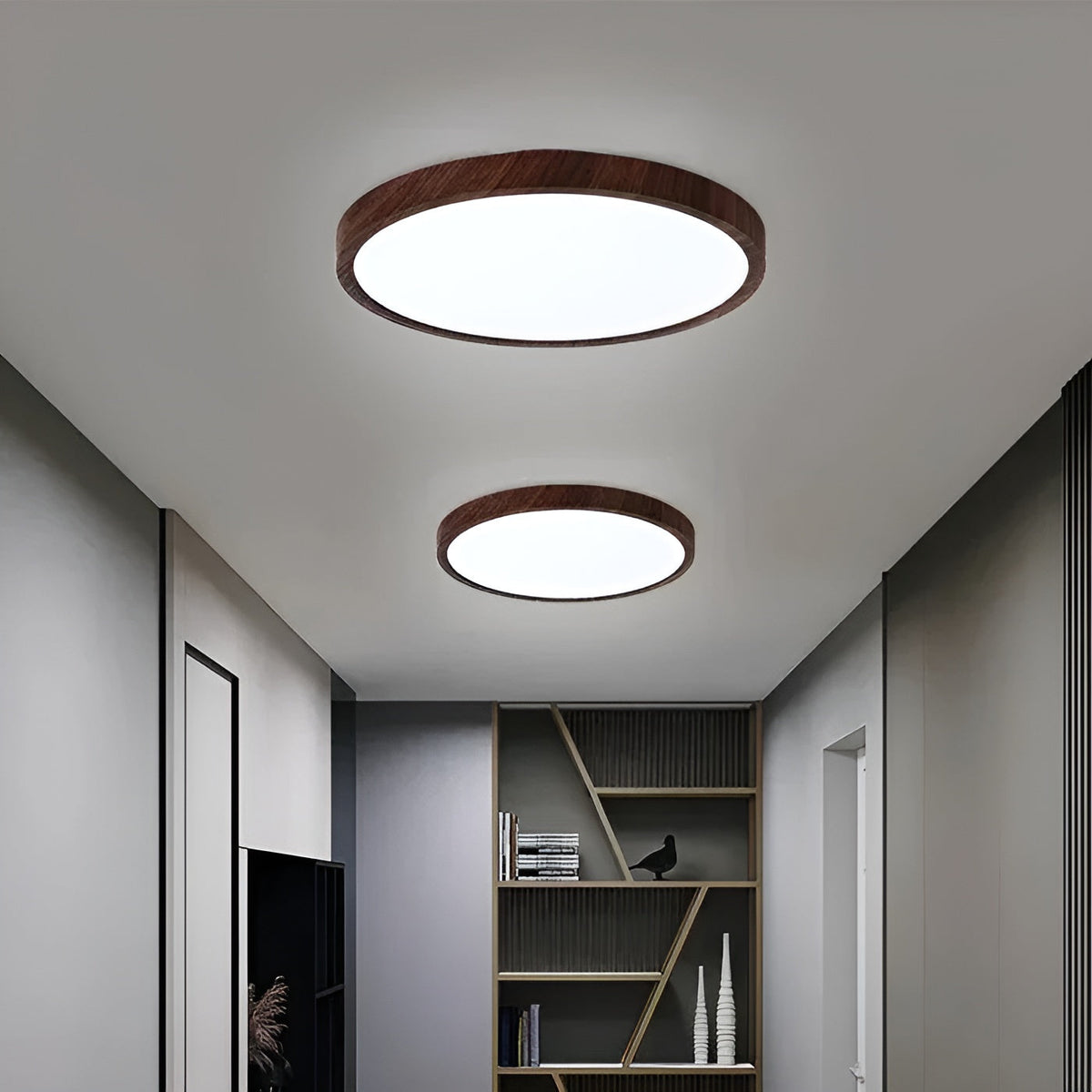 GrainGlow Light - Modern Ultra-Dunne Houten Plafondlamp