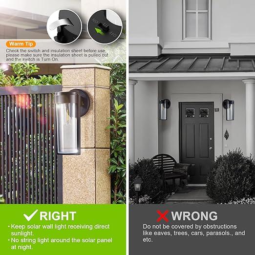 Zonne-werklampen Zonne-energie decklichten, automatische aan/uit waterdichte zonnenbuitenkampen wandgemonteerde zonnen decoratieve lichten voor muur hek patio palen tuin veranda