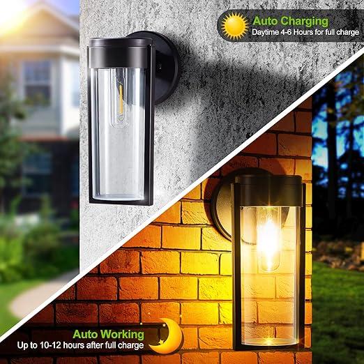 Zonne-werklampen Zonne-energie decklichten, automatische aan/uit waterdichte zonnenbuitenkampen wandgemonteerde zonnen decoratieve lichten voor muur hek patio palen tuin veranda