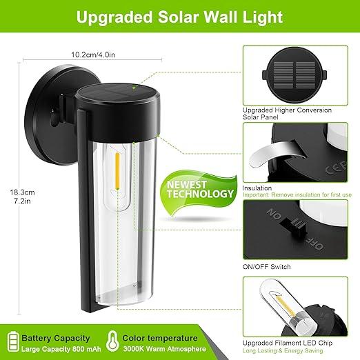 Zonne-werklampen Zonne-energie decklichten, automatische aan/uit waterdichte zonnenbuitenkampen wandgemonteerde zonnen decoratieve lichten voor muur hek patio palen tuin veranda