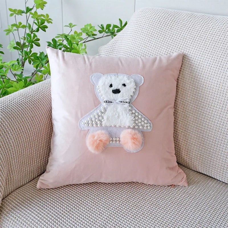Roze Kussenhoes met Bloempatroon – Decoratieve Sloop voor de Woonkamer en Kinderkamer | Avosian