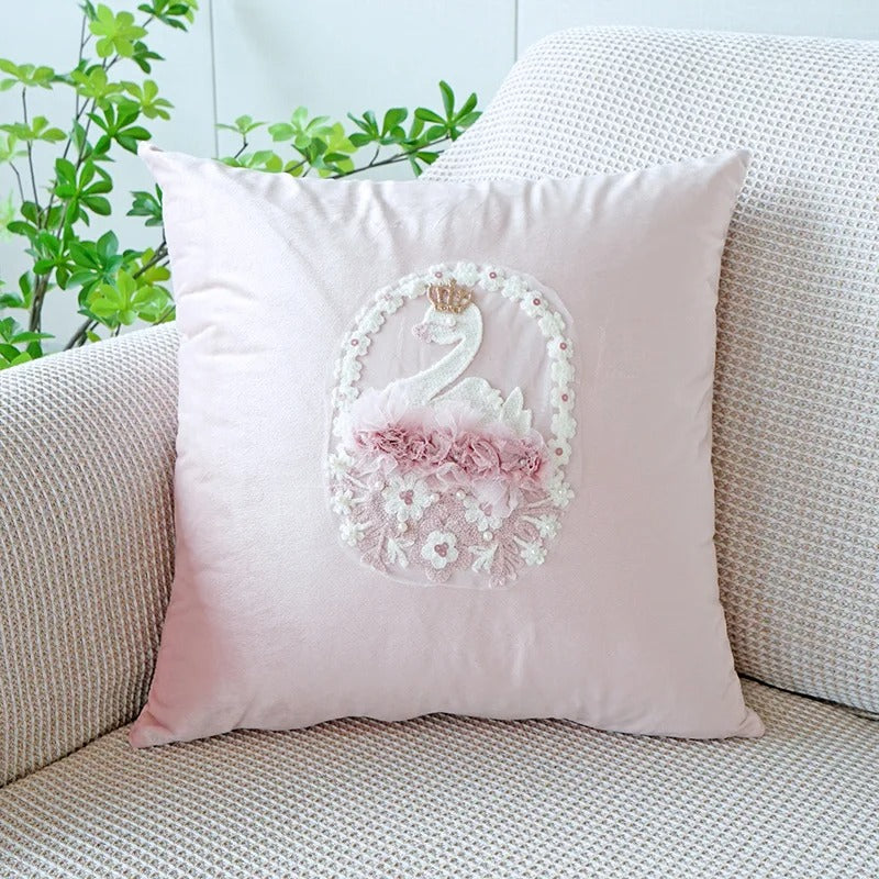 Roze Kussenhoes met Bloempatroon – Decoratieve Sloop voor de Woonkamer en Kinderkamer | Avosian