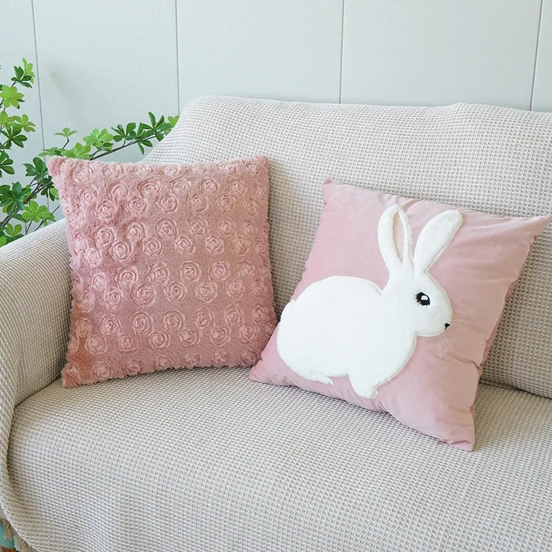 Roze Kussenhoes met Bloempatroon – Decoratieve Sloop voor de Woonkamer en Kinderkamer | Avosian