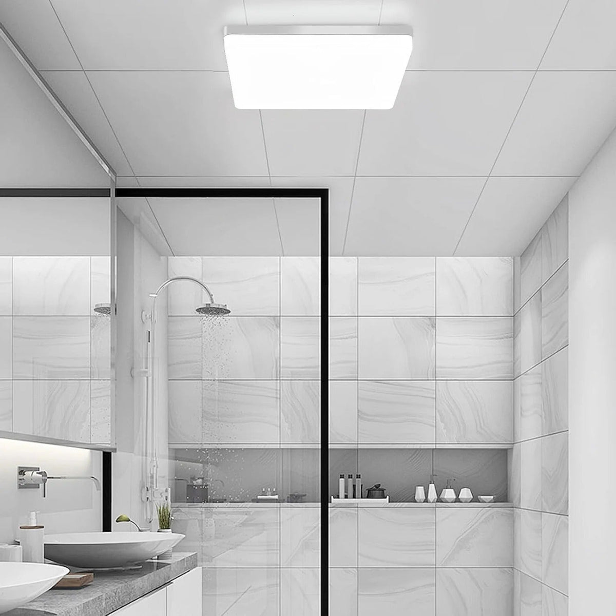 Vierkante LED-Plafondlamp – Evenredig, Aangenaam Licht | SuitaAvosiane voor Woonkamer & Badkamer