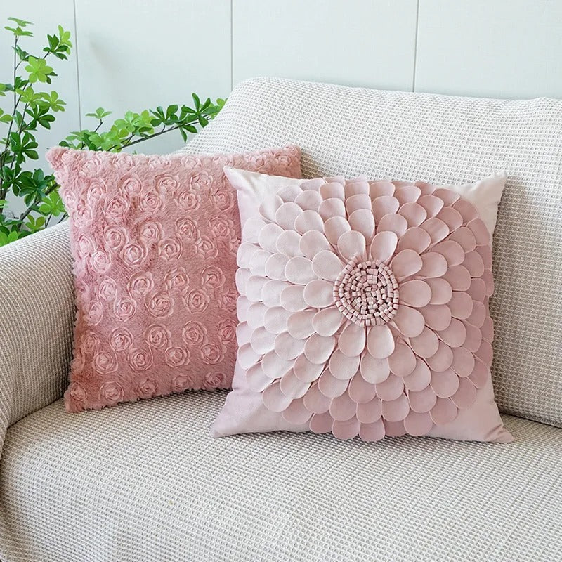 Roze Kussenhoes met Bloempatroon – Decoratieve Sloop voor de Woonkamer en Kinderkamer | Avosian