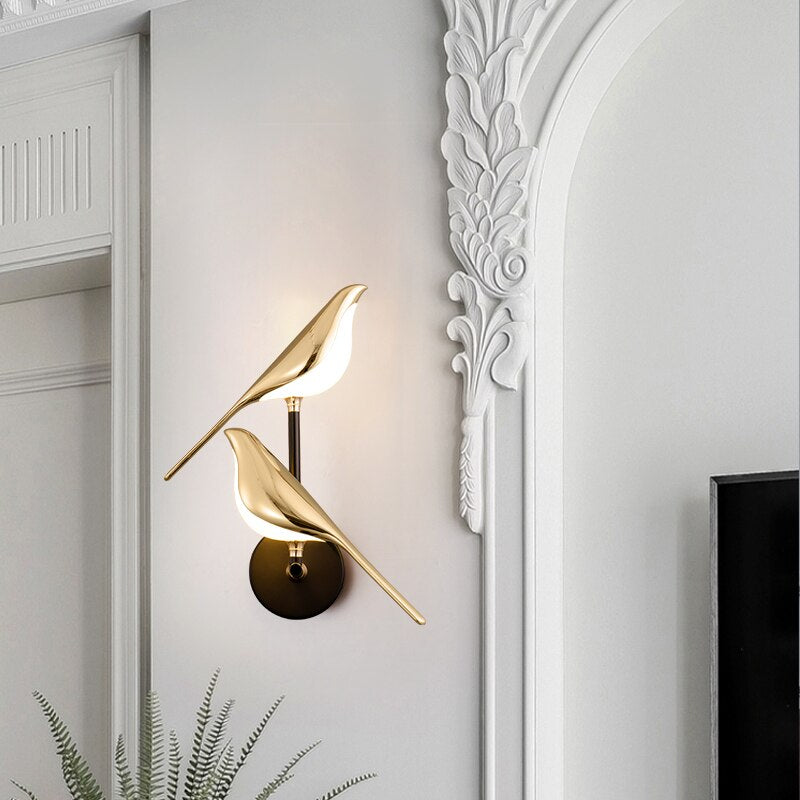 Moderne Vogel Muur Lamp Goud - Minimalistische Muurverlichting voor Decoratieve Verlichting