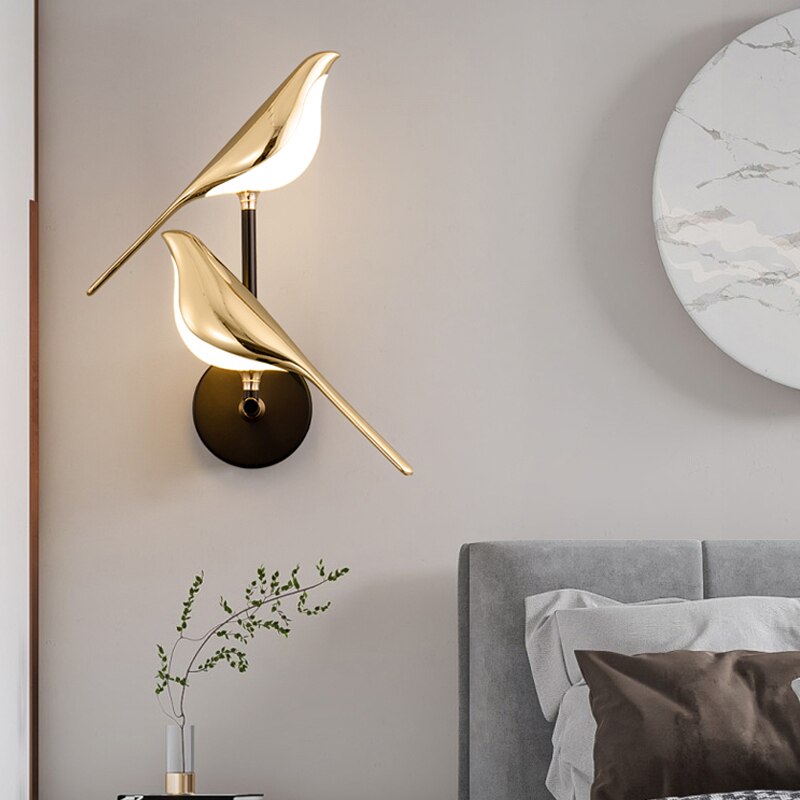 Moderne Vogel Muur Lamp Goud - Minimalistische Muurverlichting voor Decoratieve Verlichting