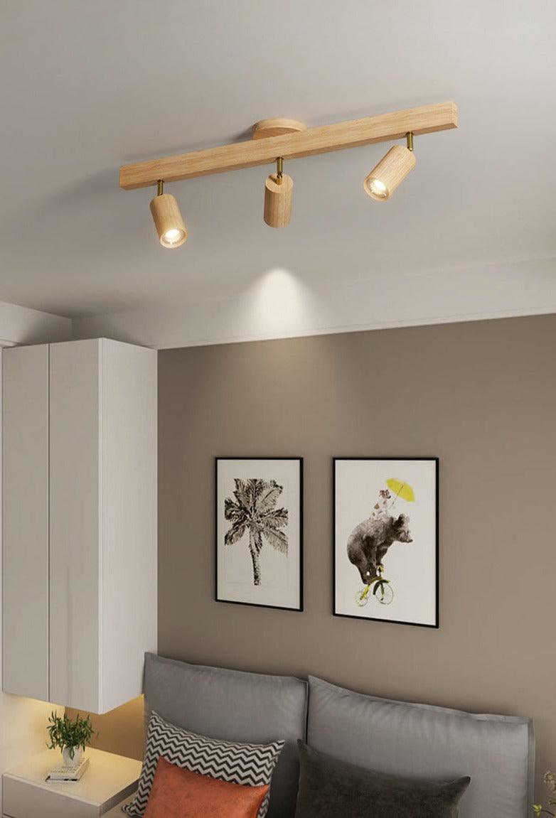 Verstelbare Houten Plafondlamp Minimalistisch Massief Hout