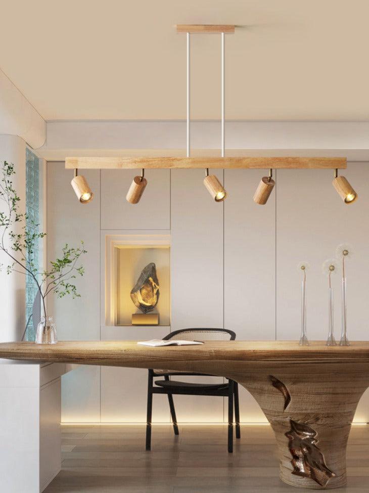 Verstelbare Houten Plafondlamp Minimalistisch Massief Hout