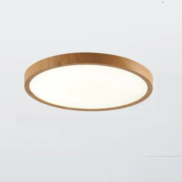 Moderne cirkelvormige plafondlamp met verstelbaar LED-licht in warme walnootkleur voor woonkamer en slaapkamer