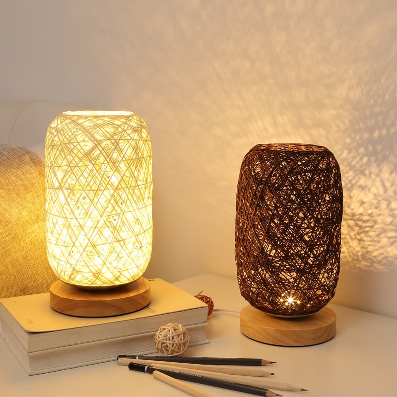 Tafellamp van Rattan hout