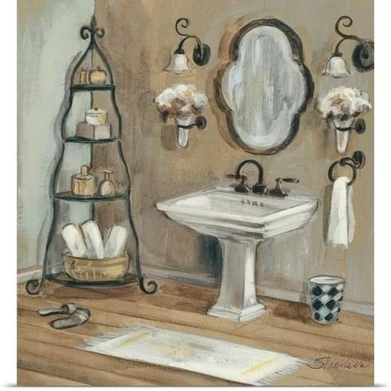 Elegante Franse Spiegels Badkamer - Canvas Wandkunst Schilderij | Avosian