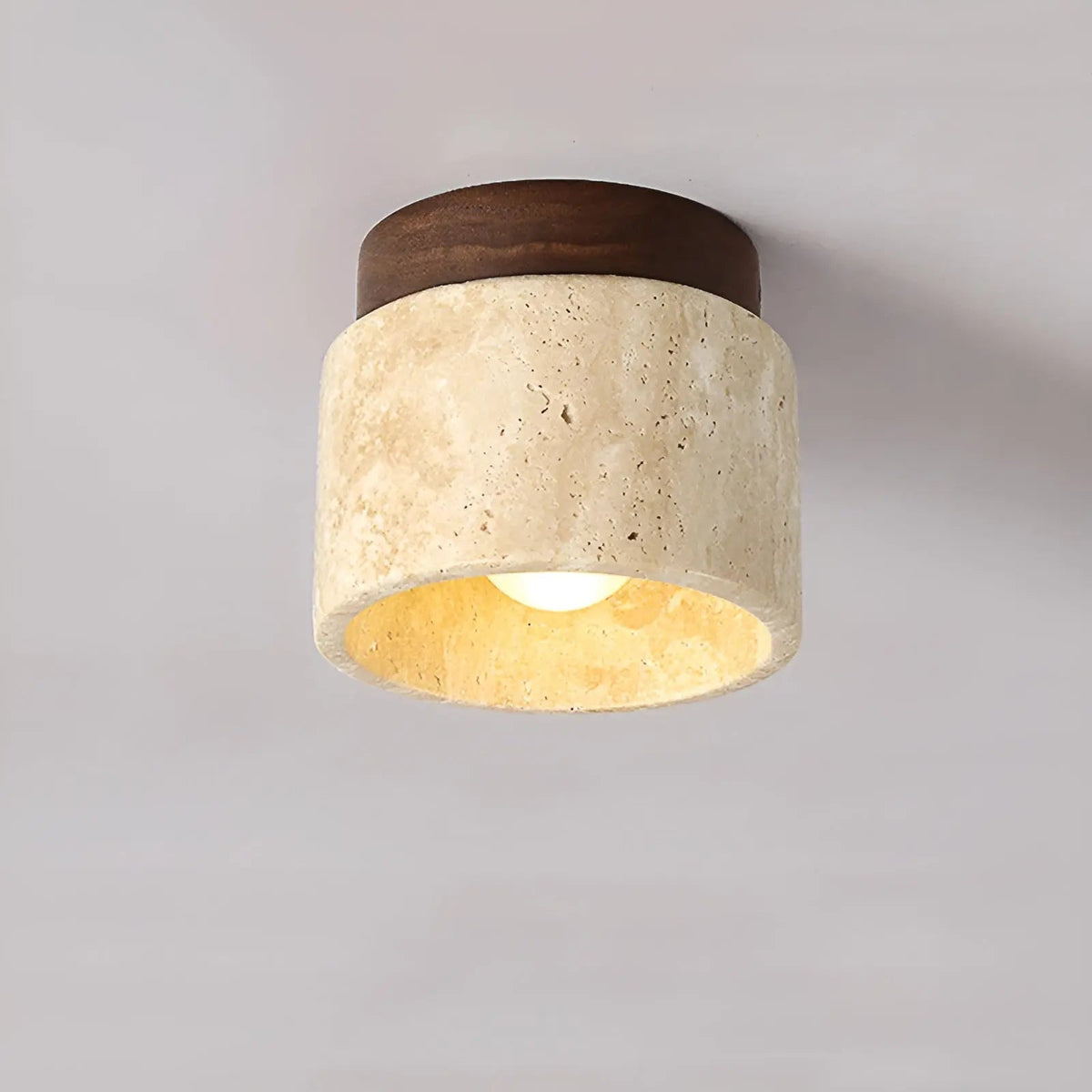 TravaGlow Rustikale Travertin Plafondlamp