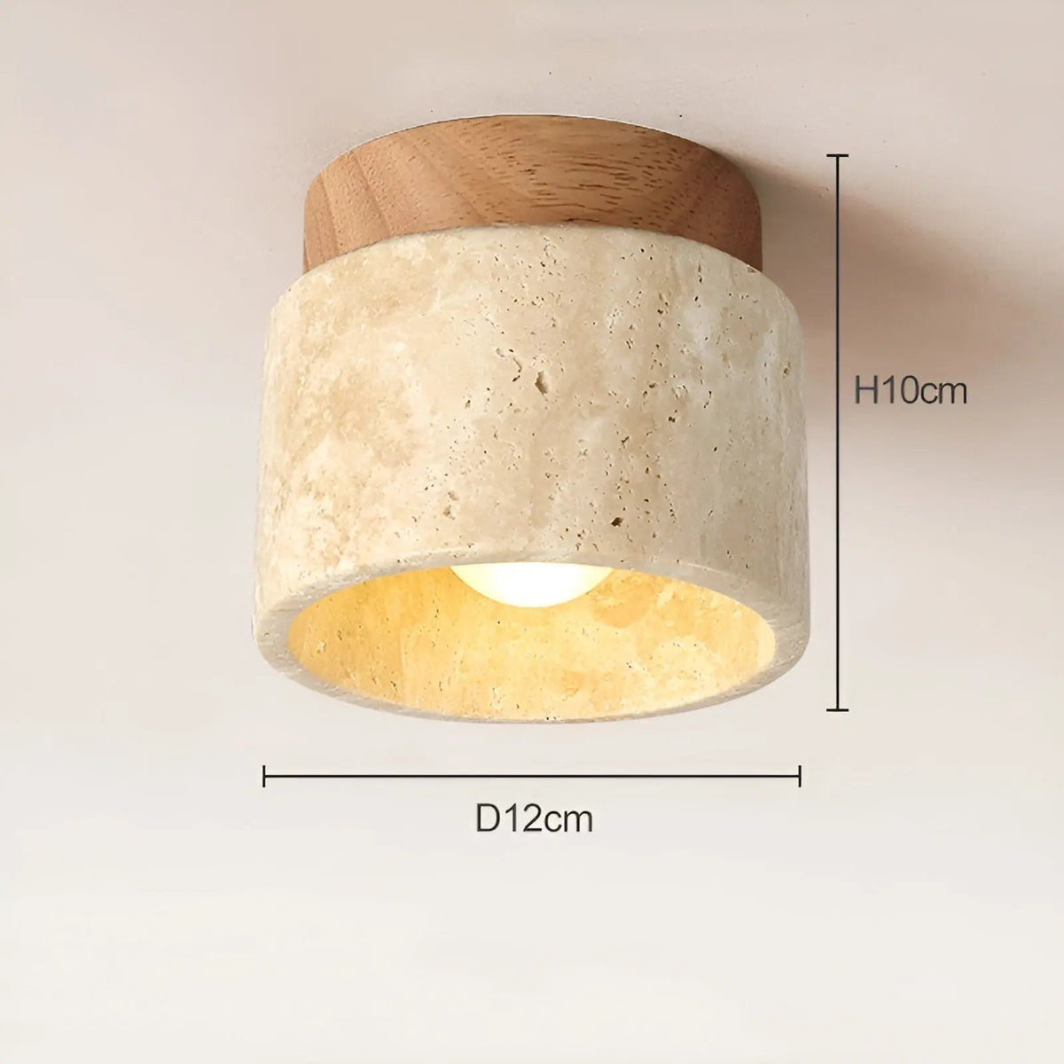 TravaGlow Rustikale Travertin Plafondlamp