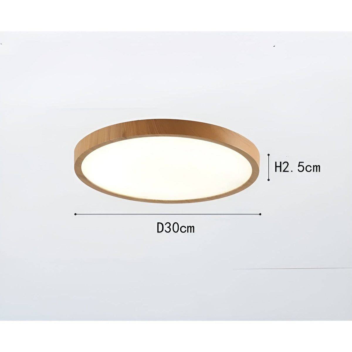 GrainGlow Light - Modern Ultra-Dunne Houten Plafondlamp
